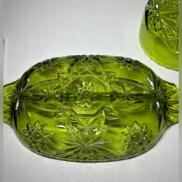 Vintage Viking Glass Compote & Star of David Anchor Hocking Oblong Divided Dish. - Picture 6 of 8